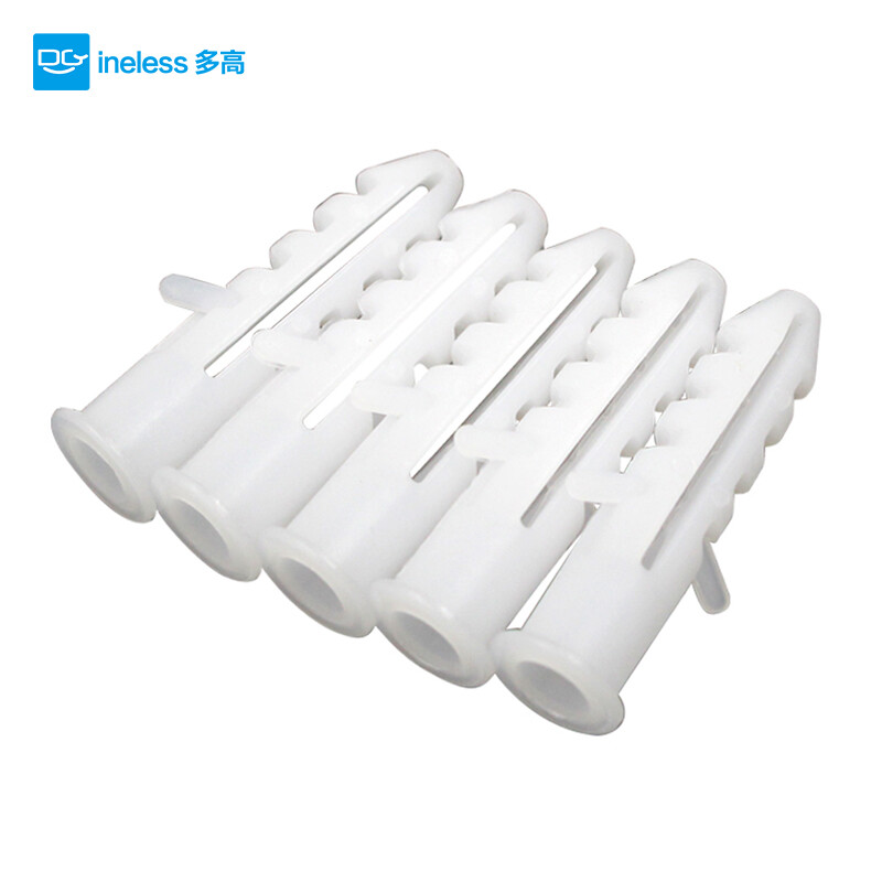 How high (ineless) round plastic expansion tube, plastic expansion plug, white rubber plug, nylon expansion plug M 6\/8\/10\/12mm 6mm, about 1000 pieces per bag