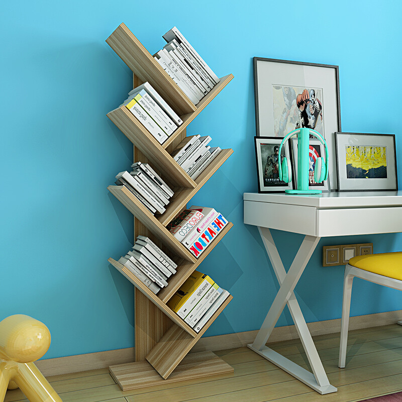 Shuali bookshelf tree-shaped multi-layer simple storage bookshelf 116cm seven layers walnut color SL17092D