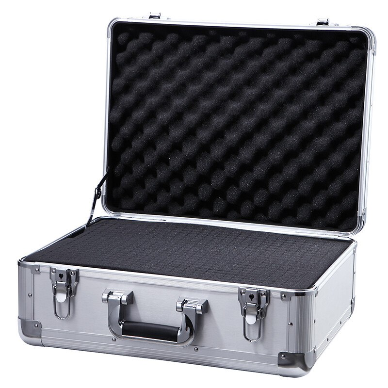 BORY lockable aluminum alloy tool box sample storage instrument box portable safe aluminum alloy box all aluminum surface aluminum box key lock 460*360*190MM plus universal grid cotton