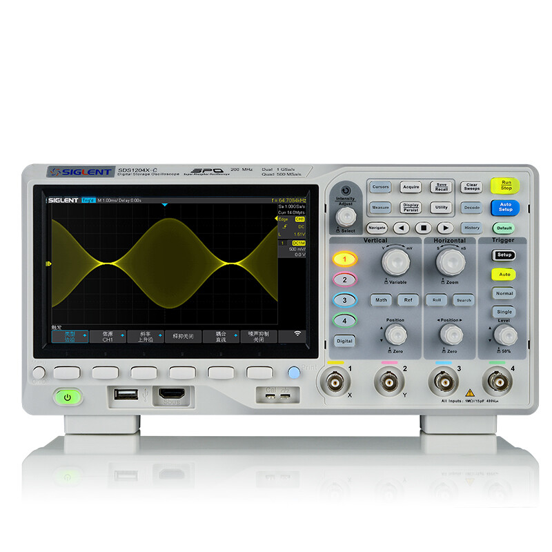 Dingyang (SIGLENT) Dingyang Fluorescence Oscilloscope Dual Channel/Four Channel Storage Depth 100M 200M Bandwidth Digital Oscilloscope SDS1204X-C (Four Channel Bandwidth 200M)