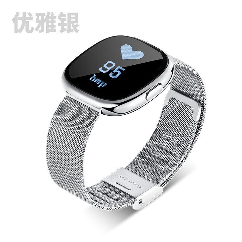 Amanstino Smart Bracelet Bluetooth Sports Step Energy Heart Rate Amanstino Smart Bracelet Bluetooth Sports Step Energy Heart Rate Monitor Blood Pressure Exercise Metal Elegant Silver