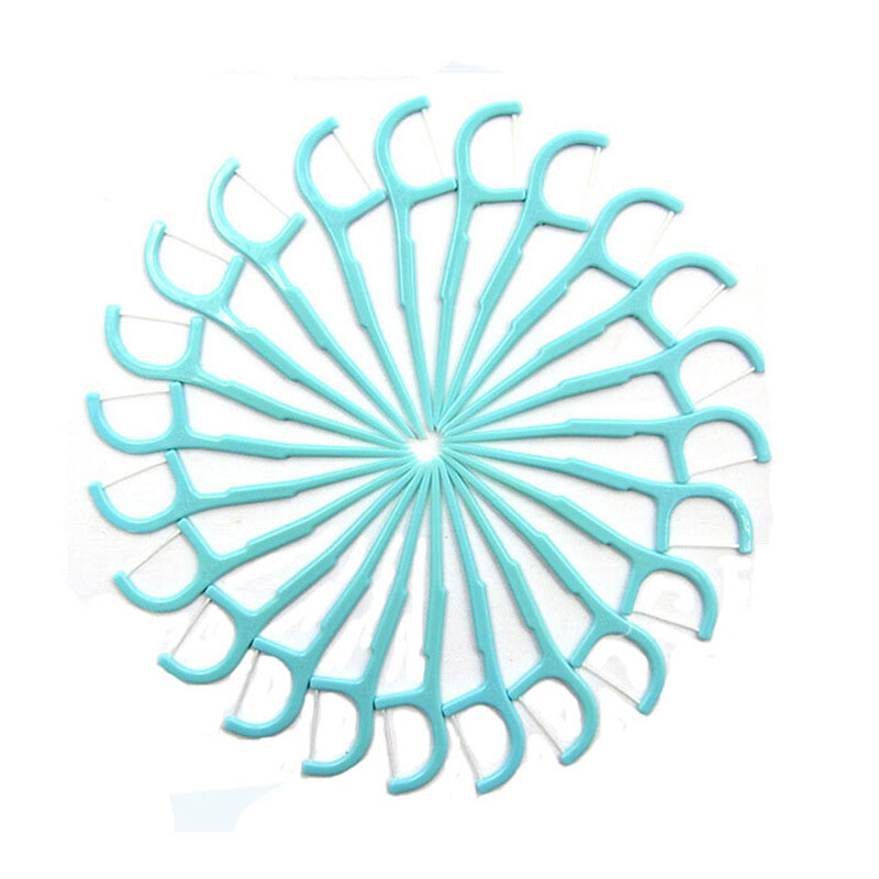 Yekee disposable dental floss sticks, flat floss toothpick bags, 100 pieces Y-9832