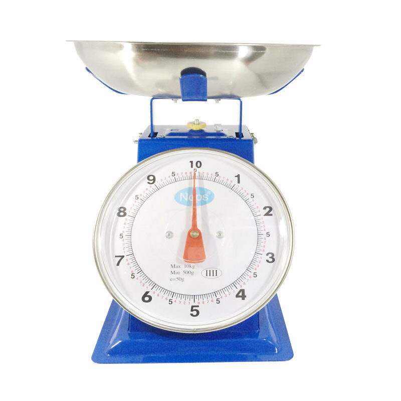Hongtiepu's new household iron spring scale 10kg old-fashioned pointer tray kitchen scale simple mechanical platform scale dial scale large iron 20kg large plate scale (black letter)