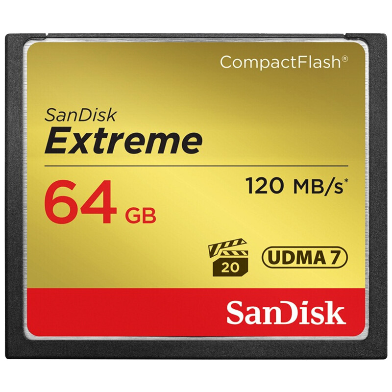 SanDisk 64GB CF (CompactFlash) memory card UDMA-7 ultra-fast memory card, reading speed 120MB/s, writing speed 85MB/s SLR camera memory card