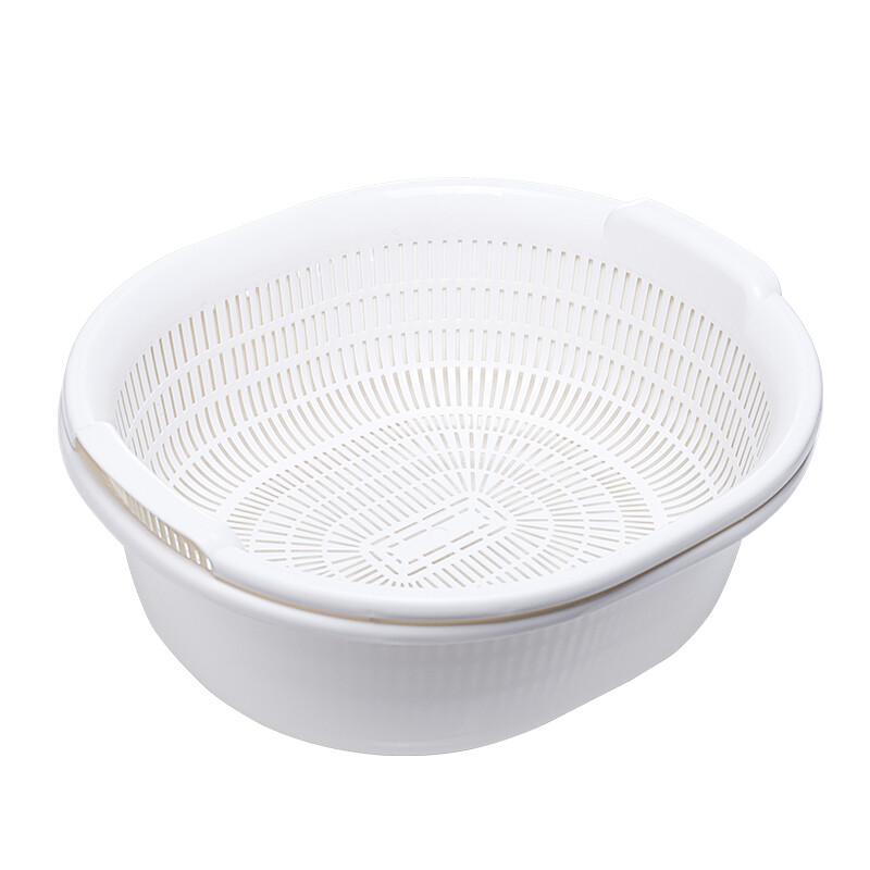 Home KATEI STORY Japanese imported kitchen drain basket plastic sink fruit and vegetable washing basin dish storage basket white set (double layer)