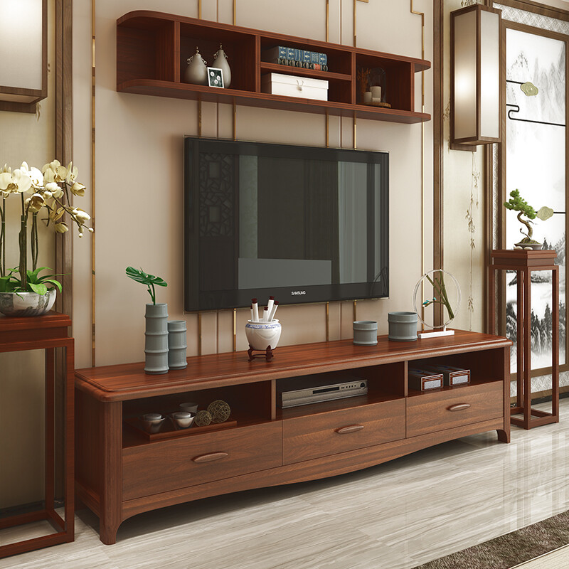 Huaxia Style Hanging Cabinet Modern Minimalist Solid Wood Tv Huaxia Style Hanging Cabinet Modern Minimalist Solid Wood Tv Bedroom Walnut