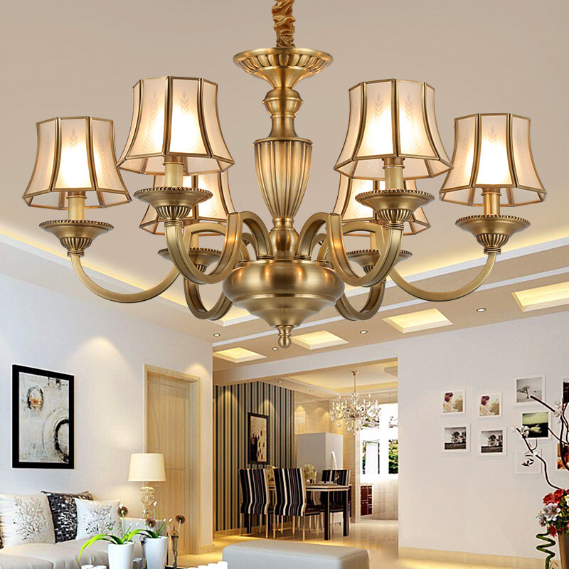 Leishi Nvc Led European Living Room Lamp Copper Dining Bedroom Chandelier Creative Retro Personality Lamps Lighting 6 Without
