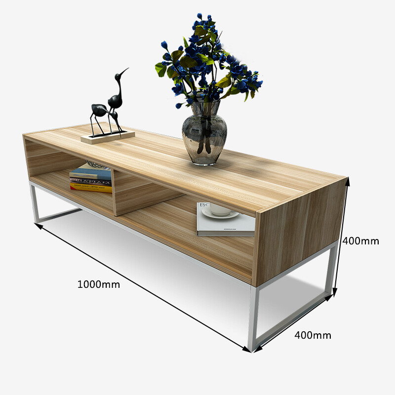 Shuaili Coffee Table Living Room Panel Simple TV Table Cabinet Double Side Table 100*40*40 Original Color SL17089D