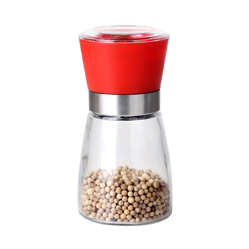 Household black pepper grinder Sichuan pepper sea salt mung bean millet manual grinder kitchen gadget seasoning bottle red