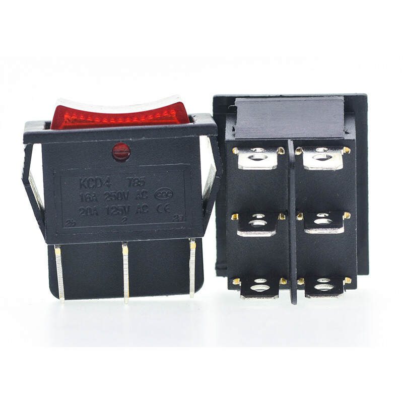 TaoTimeClub KCD4 red with light 3-speed 6-pin 3-speed 6-pin 16A power supply rocker boat switch double pole double throw