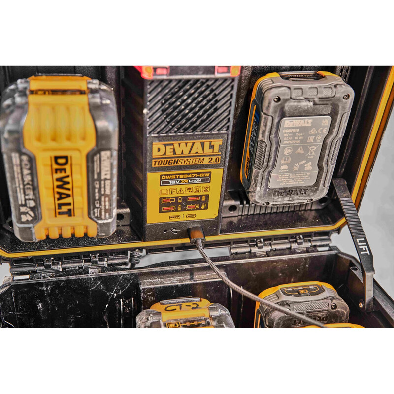 DEWALT Rock Series Dual Charging High Power Storage Box Stackable Toolbox DWST83471-A9