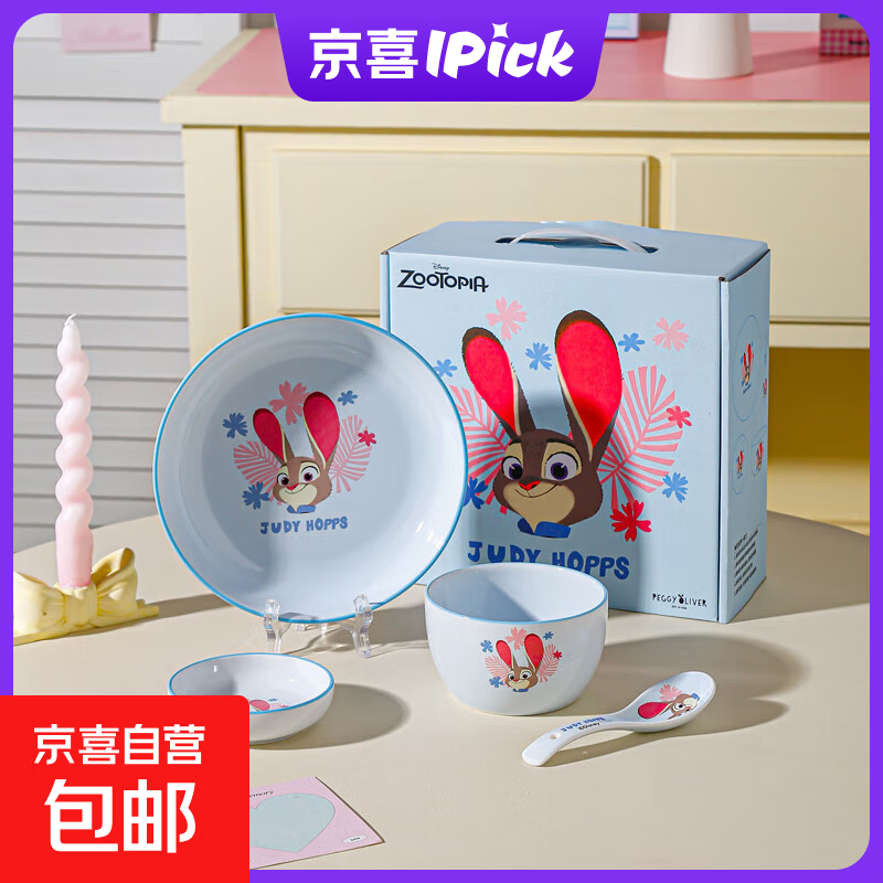 Zootopia Colorful Series Ceramic Tableware 8-inch Ceramic Dinner Plate Judy Rabbit 8-inch Dinner Plate*1