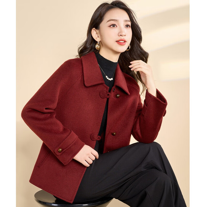 Kebel high-end national style wool coat for women 2025 new autumn and winter double-sided woolen temperament slim and small coat M