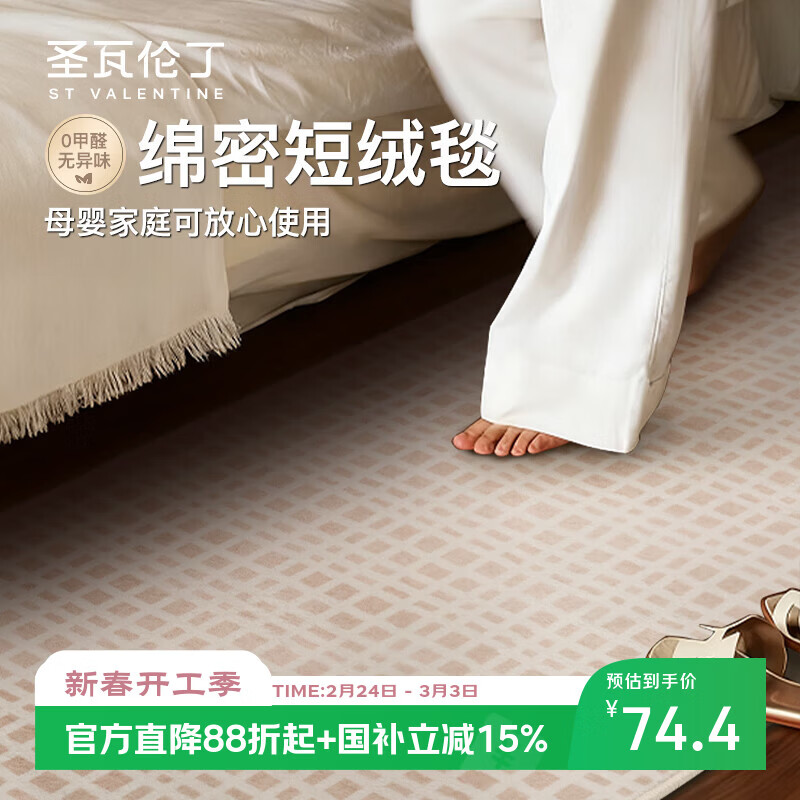 St. Valentine bedroom carpet, bedside blanket, high-end living room bedside no-wash thickened waterproof and anti-slip floor mat 60*120cm