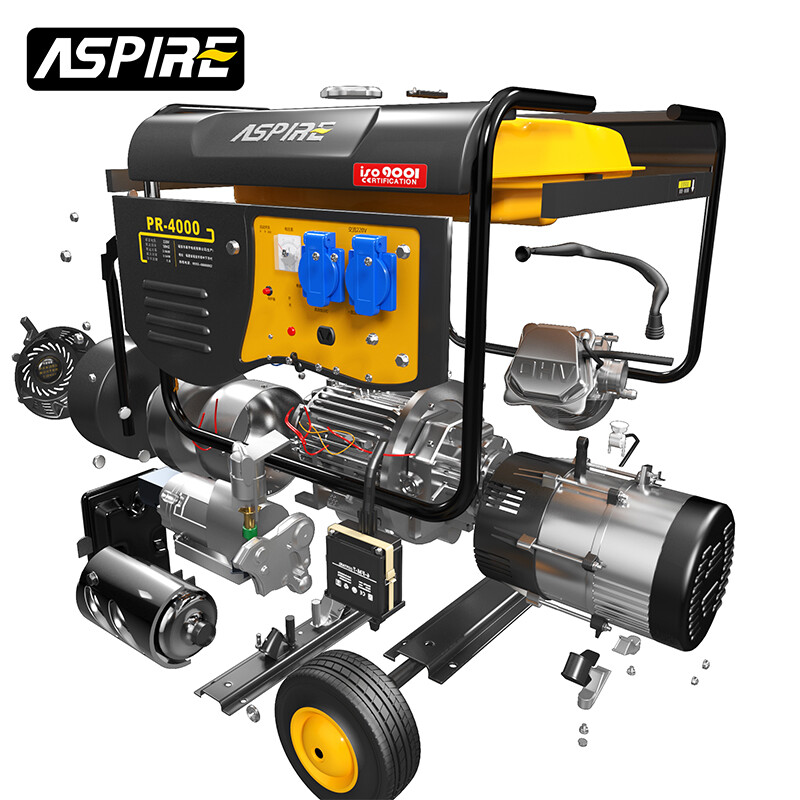 Kochba small gasoline generator 220V household portable pure copper generator single-phase 220V outdoor generator newly upgraded 4kw electric start + multi-fuel 220v