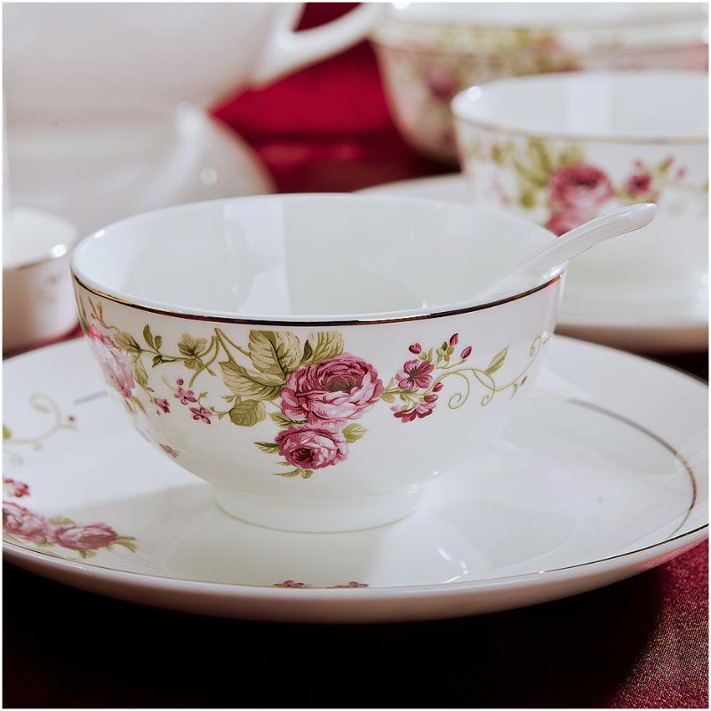 Jinqiutang Jingdezhen Ceramics Household Bone China Tableware Sets Bowls and Plate Nordic Microwave Oven Wedding Gift Porcelain