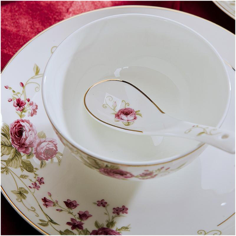 Jinqiutang Jingdezhen Ceramics Household Bone China Tableware Sets Bowls and Plate Nordic Microwave Oven Wedding Gift Porcelain