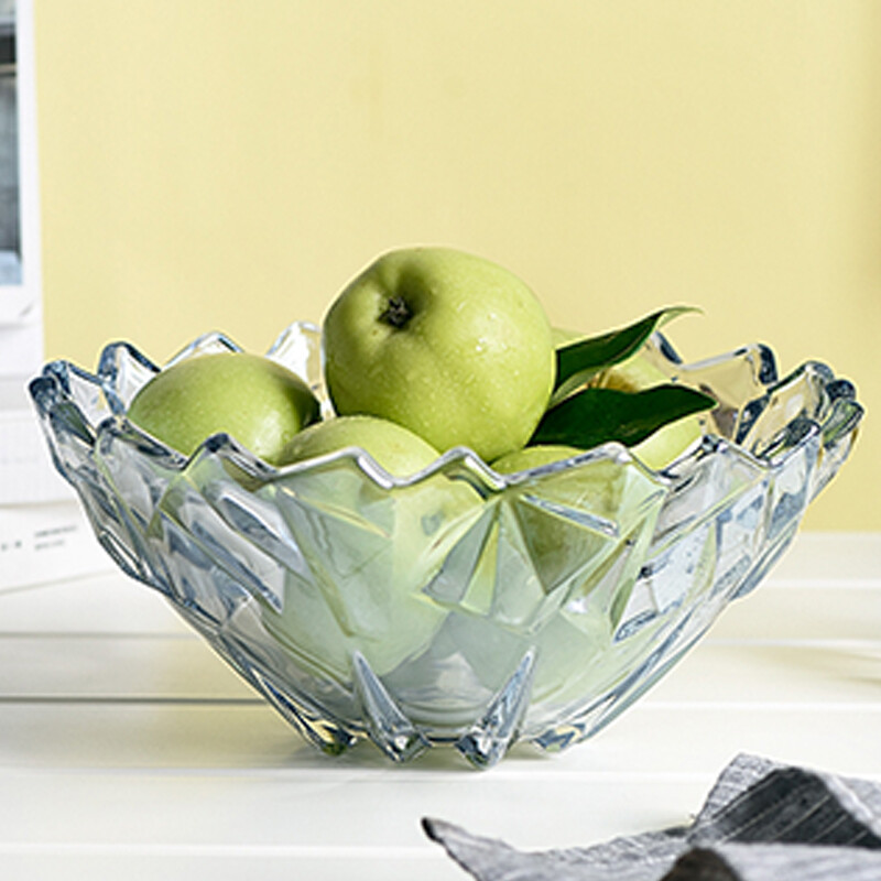 Delisoga Glass Fruit Bowl Creative Ice Love Deep Large Size Delisoga Glass Fruit Bowl Creative Ice Love Deep Large Size Dream Blue Continental Candy Dried Basket Nut Snack Salad Plate Living Room