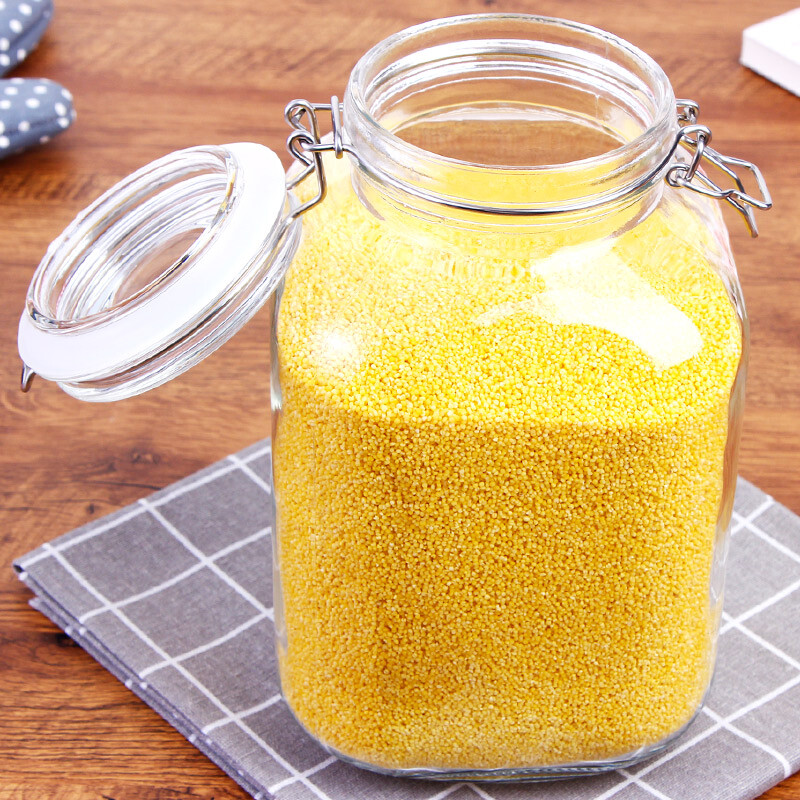 BestHA rice bucket sealed jar glass jar garlic bottle tea jar glass bottle wine jar large bottle 3.1L about 6 pounds