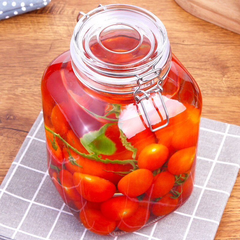 BestHA rice bucket sealed jar glass jar garlic bottle tea jar glass bottle wine jar large bottle 3.1L about 6 pounds