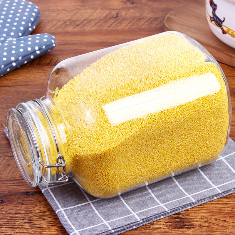 BestHA rice bucket sealed jar glass jar garlic bottle tea jar glass bottle wine jar large bottle 3.1L about 6 pounds