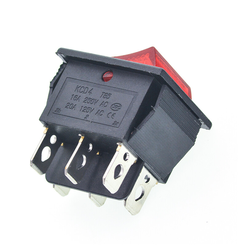 TaoTimeClub KCD4 red with light 3-speed 6-pin 3-speed 6-pin 16A power supply rocker boat switch double pole double throw