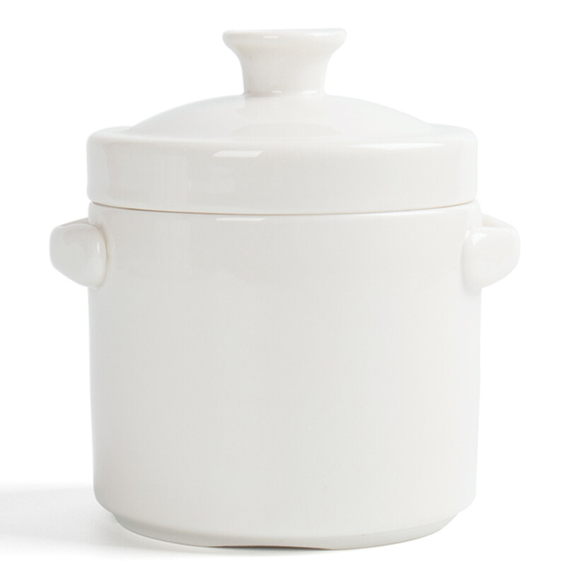 Erisi's new double-lid ceramic bird's nest stew pot with lid, water-proof stew pot, steam soup pot, large and small household bowl stew pot kitchen, white ground 900ML, 2 servings