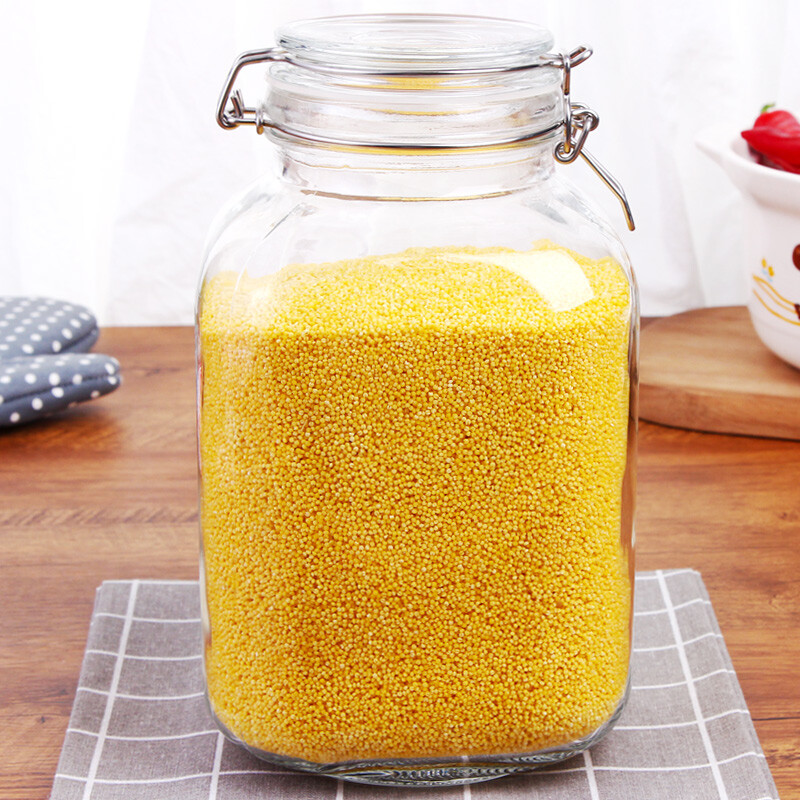 BestHA rice bucket sealed jar glass jar garlic bottle tea jar glass bottle wine jar large bottle 3.1L about 6 pounds