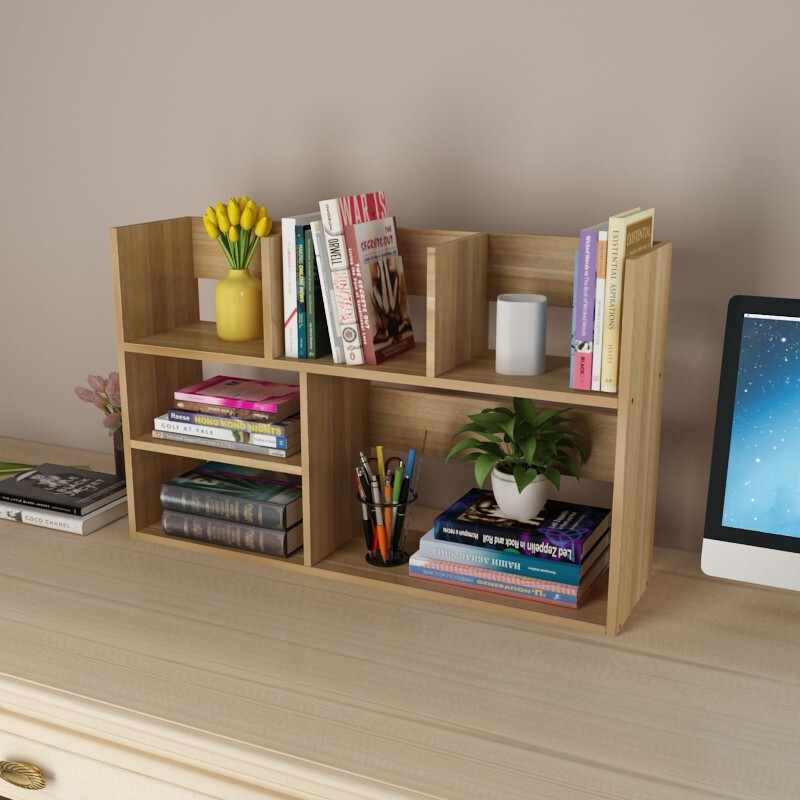 Halodn Desktop Shelf Small Bookcase Simple Student Desk Shallow Walnut 80 Long