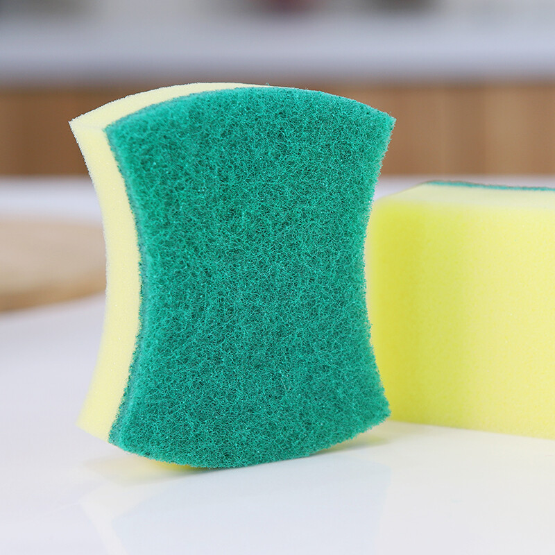 Fangcaodi waist-shaped sponge scouring pad kitchen dishwashing pot non-stick dishwashing cloth cotton rag double-sided sponge wipe 5 pieces