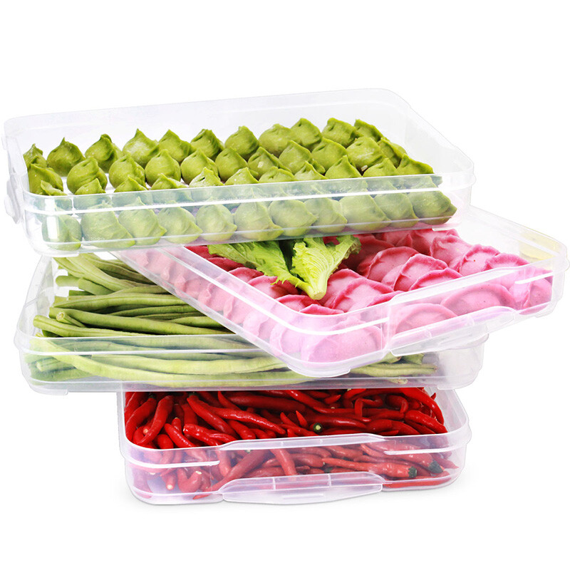 Chuangde Dumpling Box Frozen Dumpling Home Pack Dumpling Quick-Freezing Box Refrigerator Fresh Storage Box Egg Box Multi-Layer Tray Matcha Green 4 Layers 4 Covers - Can be stacked and detached