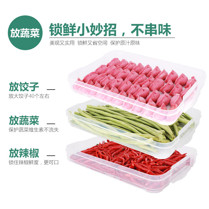 Chuangde Dumpling Box Frozen Dumpling Home Pack Dumpling Quick-Freezing Box Refrigerator Fresh Storage Box Egg Box Multi-Layer Tray Matcha Green 4 Layers 4 Covers - Can be stacked and detached
