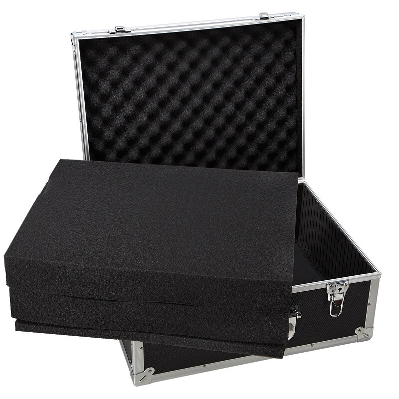 BORY Trolley Tool Box Aluminum Alloy Tool Box Large Photography Box Camera Case Trolley Instrument Display Box Matt Black Aluminum Box with Trolley 48*36*22CM