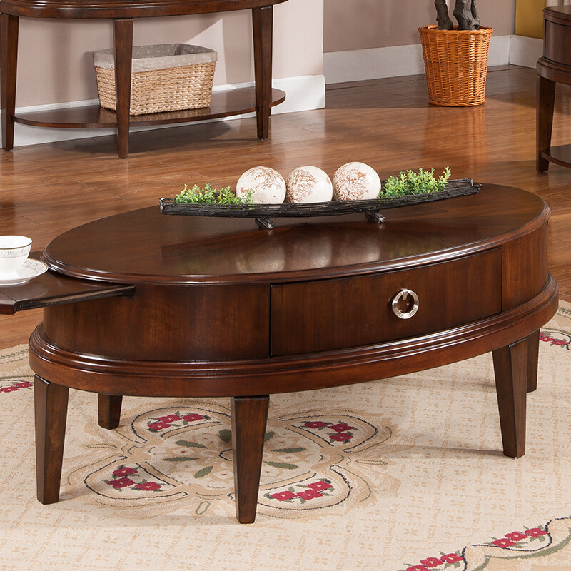 Shishun Furniture American Coffee Table Solid Wood Shishun Furniture American Coffee Table Solid Wood Simple Telescopic With Drawer Small Apartment Side Living Room Oval