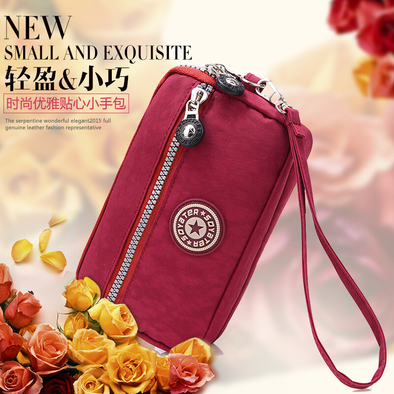 Beihu new canvas small handbag women's hand cloth wallet mobile phone bag key bag handbag multi-layer zipper long wallet dt104 dark purple
