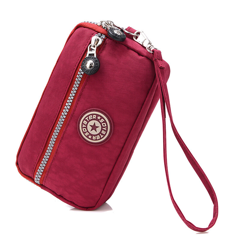 Beihu new canvas small handbag women's hand cloth wallet mobile phone bag key bag handbag multi-layer zipper long wallet dt104 dark purple