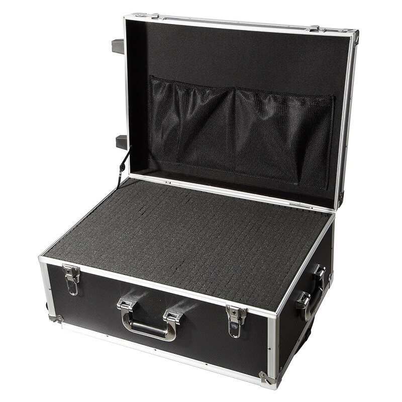 BORY Trolley Tool Box Aluminum Alloy Tool Box Large Photography Box Camera Case Trolley Instrument Display Box Matt Black Aluminum Box with Trolley 48*36*22CM