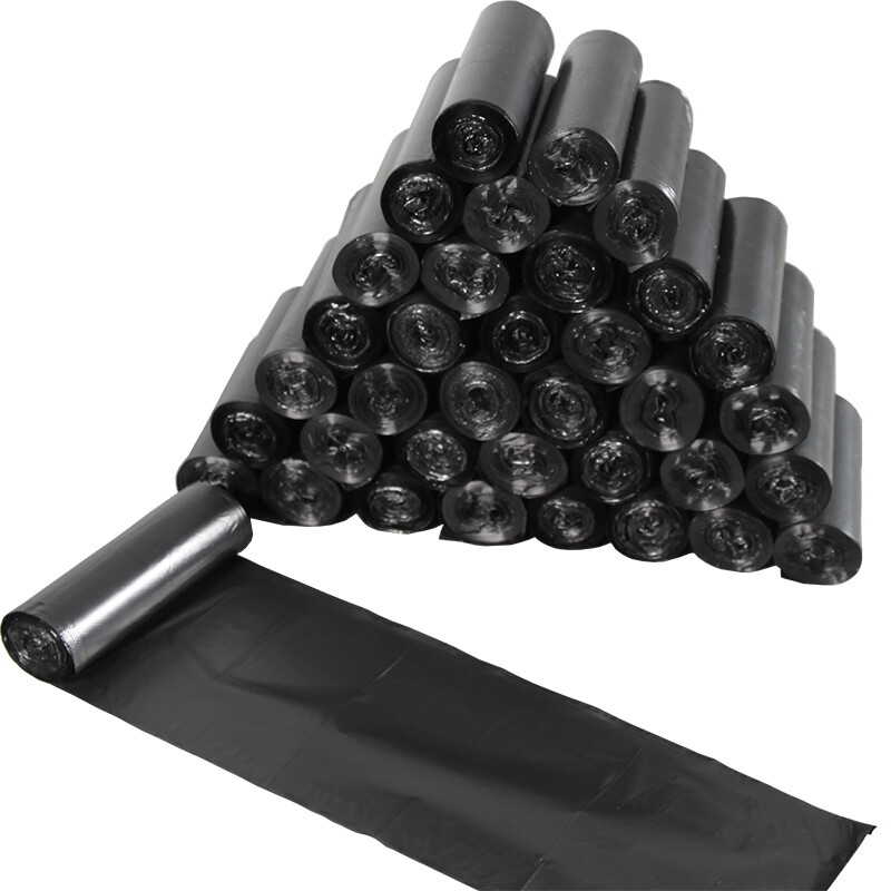 Lide flat mouth garbage bag black 45*50cm 600 single-sided 0.8 silk plastic bags for home and office economy