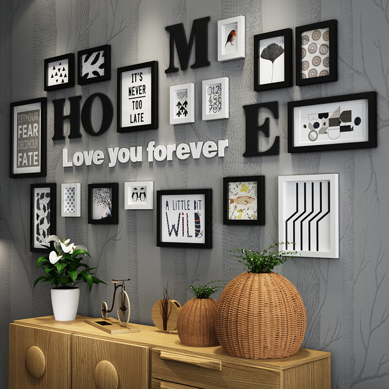 Hai Yunsheng Living Room Solid Wood Photo Wall Modern Hanging Hai Yunsheng Living Room Solid Wood Photo Wall Modern Hanging Frame Combination Creative