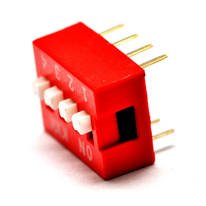TaoTimeClub 4P DIP Switch Flat DIP Switch 4 Position DIP Switch Pitch 2.54MM Red