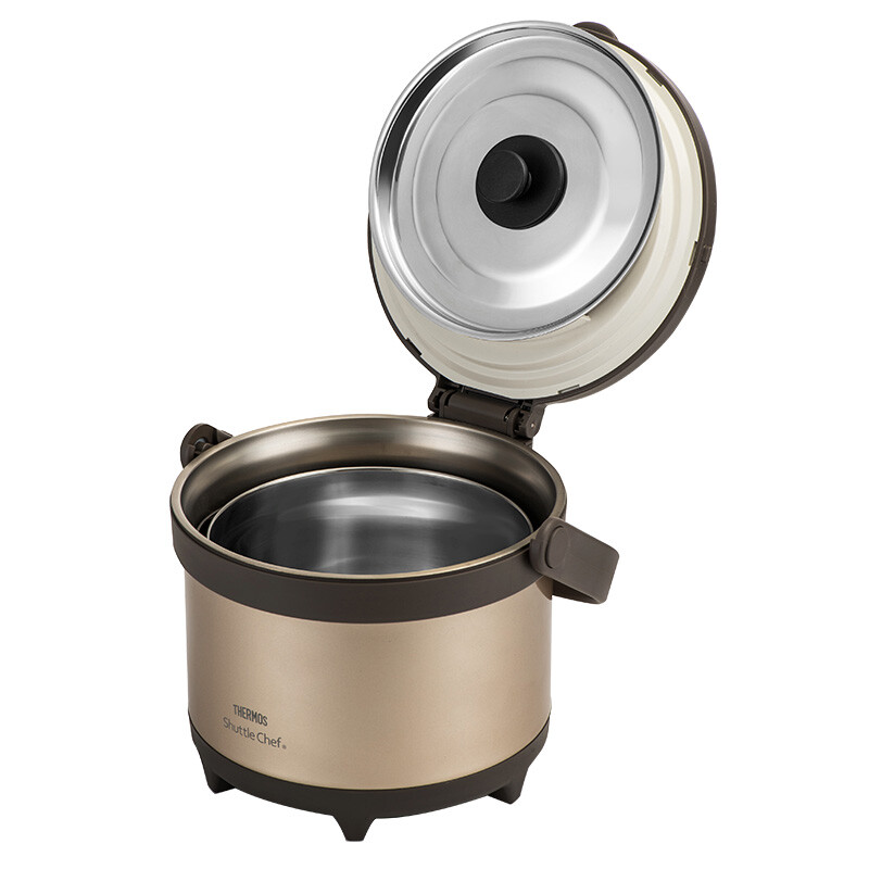 THERMOS stew pot, fire-free stew pot, high vacuum stainless steel thermal insulation soup pot, outdoor camping 2.6L TCRA-3000 gold 2.6L