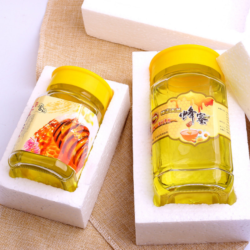Liuyang large and small octagonal honey bottles, glass bottles, pickle jam bottles, sealed jars, honey bottles, 2 catties, 5 bronze lids, 720ml