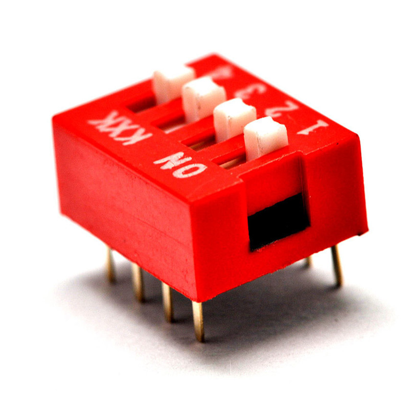 TaoTimeClub 4P DIP Switch Flat DIP Switch 4 Position DIP Switch Pitch 2.54MM Red
