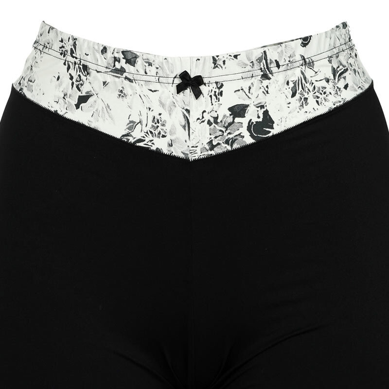 Lightness E3020 lightweight sexy printed high-waisted mid-shape pants black M