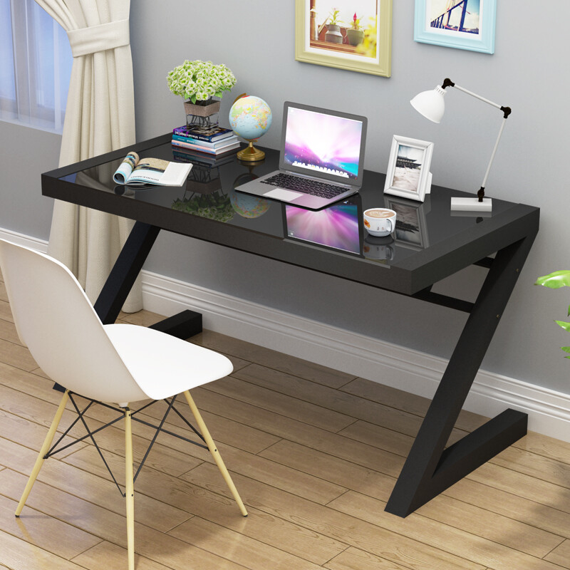 Paden E Sports Table Game Computer Tempered Glass Desk Desktop Home Simple Z Type 80 50 Black Legs Face