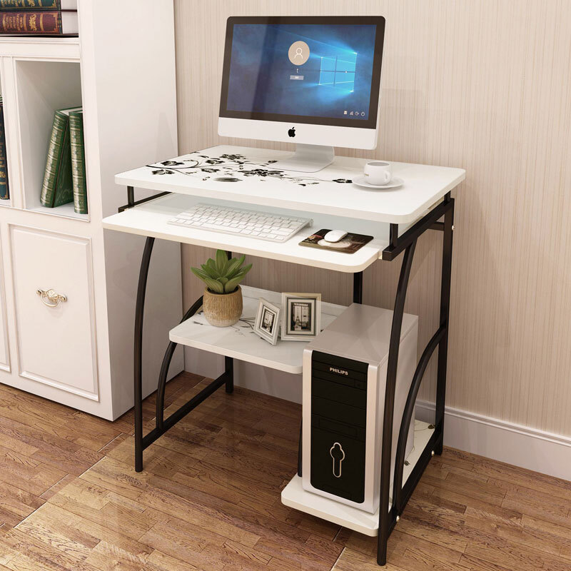 City Roof Computer Desk Modern Minimalist Home Desktop Simple Writing Study Table White Flower Without Drawer