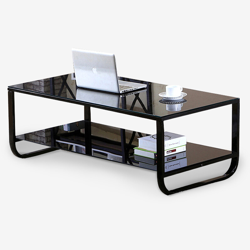 Yamei Le Coffee Table Modern Minimalist Double Tempered Glass Yamei Le Coffee Table Modern Minimalist Double Tempered Glass Painted Black Leg Surface Ycjs86 100 50cm