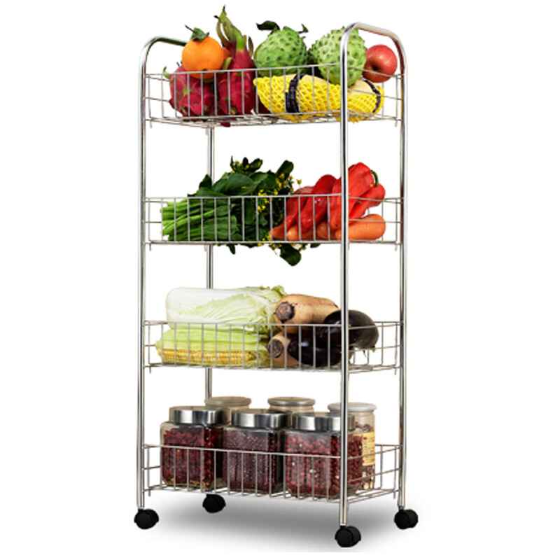 Good Space Stainless Steel Vegetable Rack Fruit Basket Shelf Kitchen Good Space Stainless Steel Vegetable Rack Fruit Basket Shelf Kitchen Storage Mobile Finishing Cart With Wheels 40 27 90cm