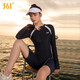 361 swimsuits for women covering their belly and making them look slim and one-piece five-point conservative flat-angle one-piece new hot spring swimsuit swimsuits, black and gray (swimming suit + swimming cap) L (recommended weight 49kg-54kg)