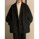 Huatian Mu Horn Button Short Woolen Coat Men's Winter Cotton Thickened Warm Suit Collar Woolen Jacket Black L Recommendation -110-125Jin Jin equals 0.5kg Can be worn